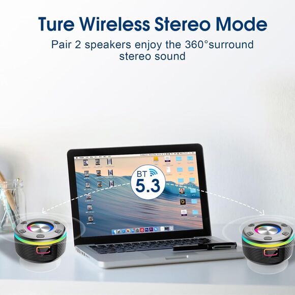 OYIB Bluetooth Shower Speaker 360° HD Sound, RGB Lights, FM Radio - Picture 7 of 7